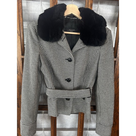 Weekend by Max Mara Houndstooth button down jacket With Faux Fur Wool Blend - Picture 1 of 7